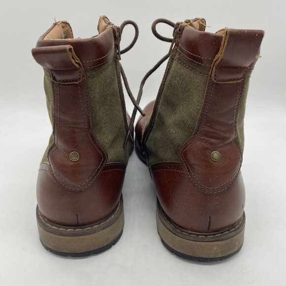 Steve Madden Bunsin Boots Mens 13 Combat Lace Up Faux Leather Canvas Cap Toe main image 14